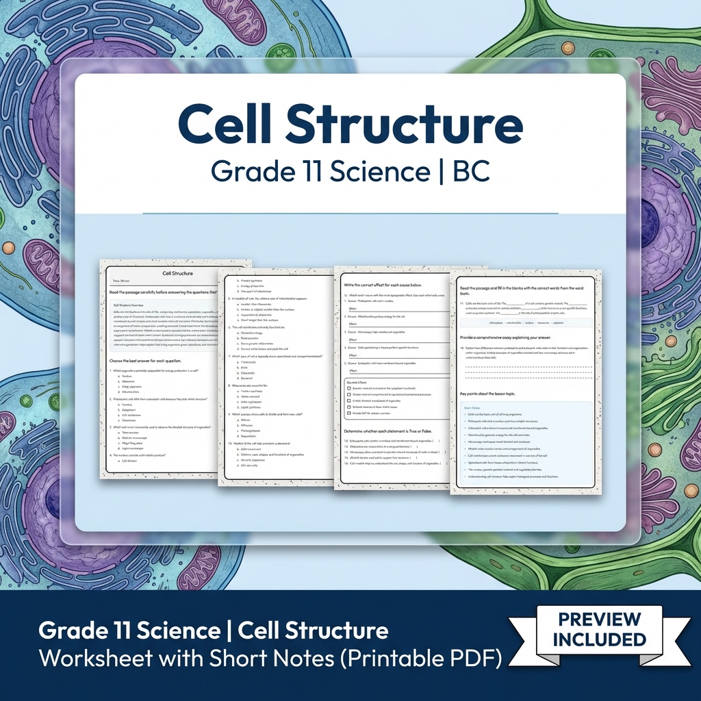 Grade 11 Science Full Year Bundle | Atomic Theory, Biology, Motion & Energy Worksheets — included worksheet 50