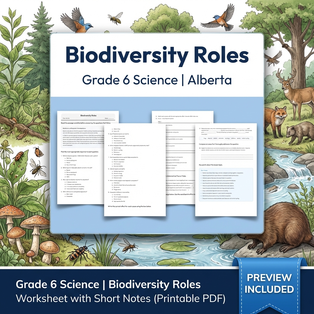Grade 6 Science Alberta | 60-Worksheet Comprehensive Science Bundle  — included worksheet 53