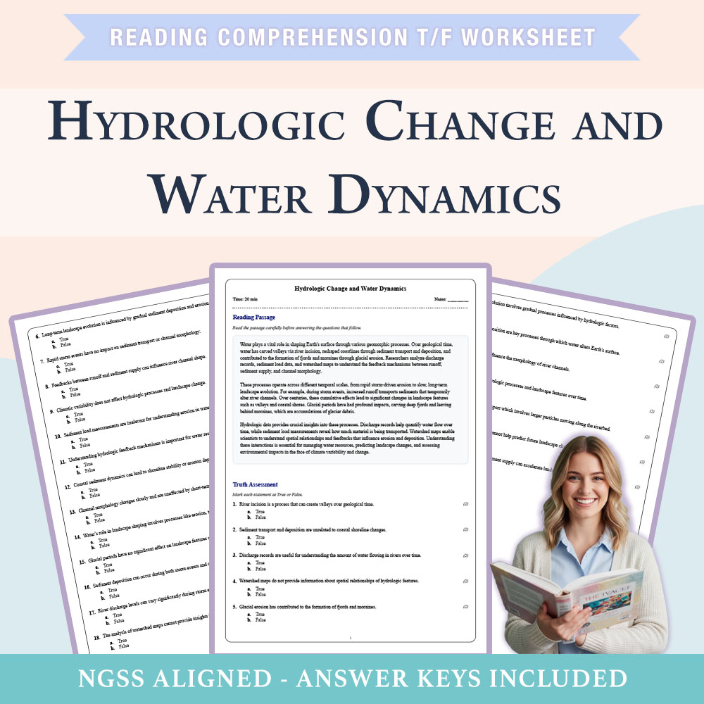 Grade 9 Science reading comprehensions true or false worksheet worksheet — Grade 9 Science |Hydrologic Change & Water Dyna…