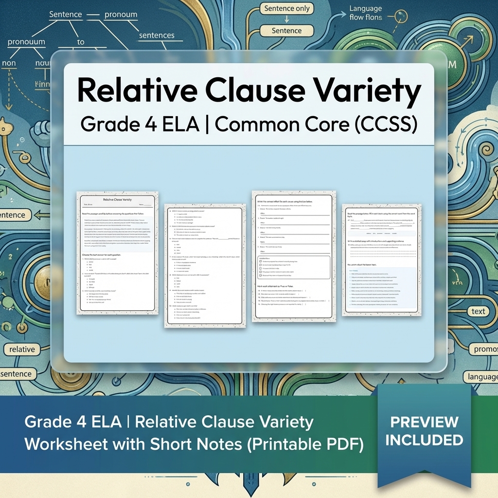 Grade 4 Text Evidence, Language & Writing ELA Full-Year Bundle: CCSS — included worksheet 35