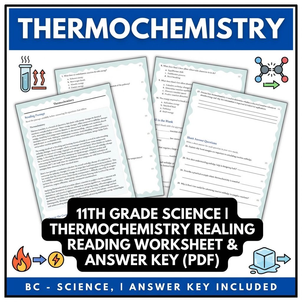 11th Grade Science | Thermochemistry Reading Worksheet & Answer Key (PDF)