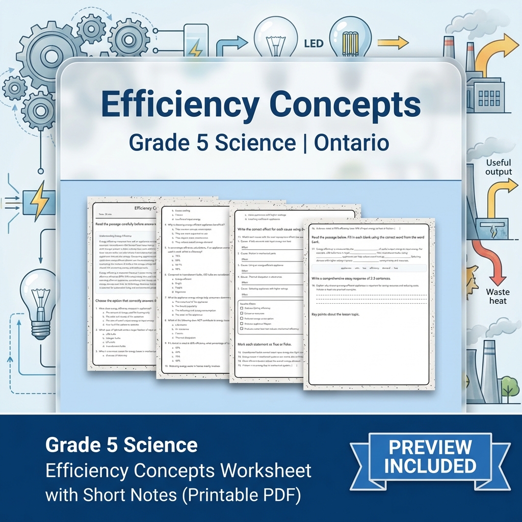 Grade 5 Science Lesson Group | Energy, Circuits, Sustainability & More — included worksheet 8