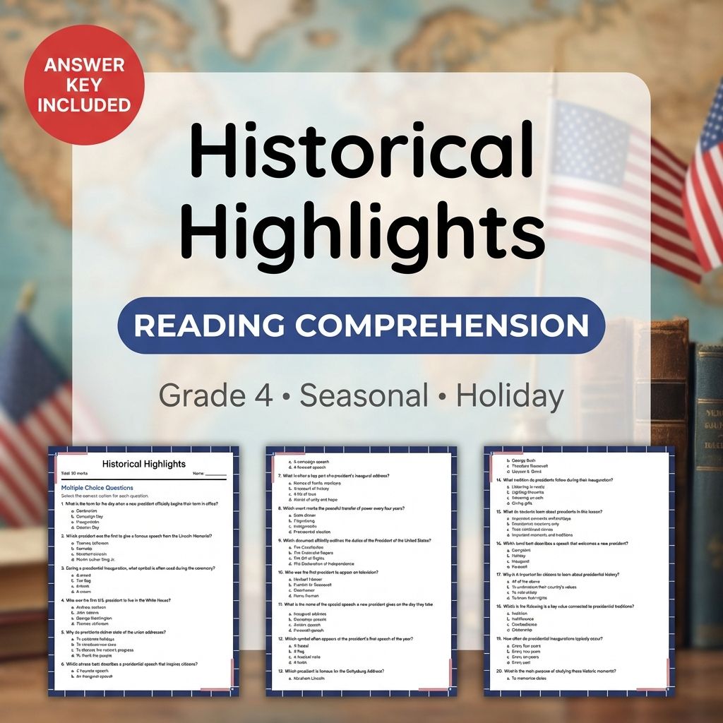 Grade 4 Seasonal Worksheet | Historical Highlights Multiple Choice PDF