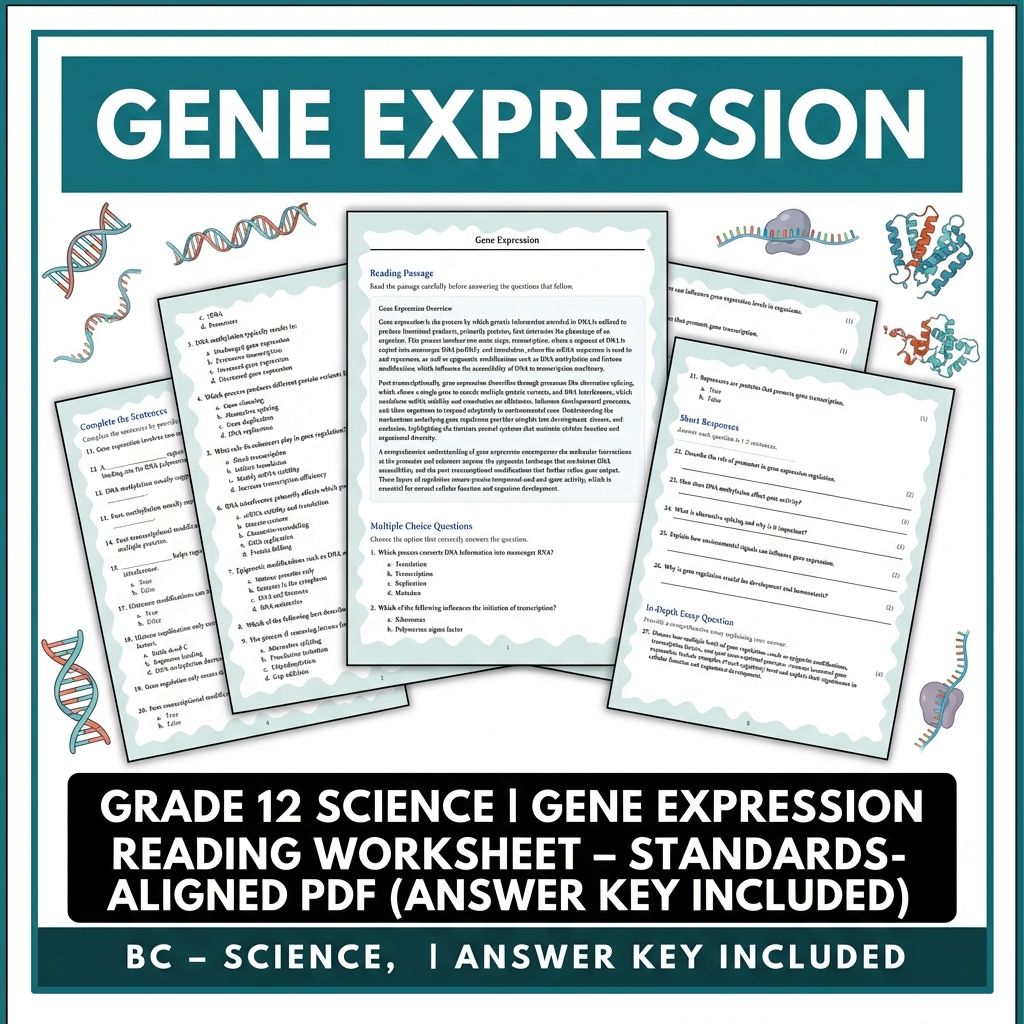 Grade 12 Science | Gene Expression Worksheet – PDF (Answer Key Included)