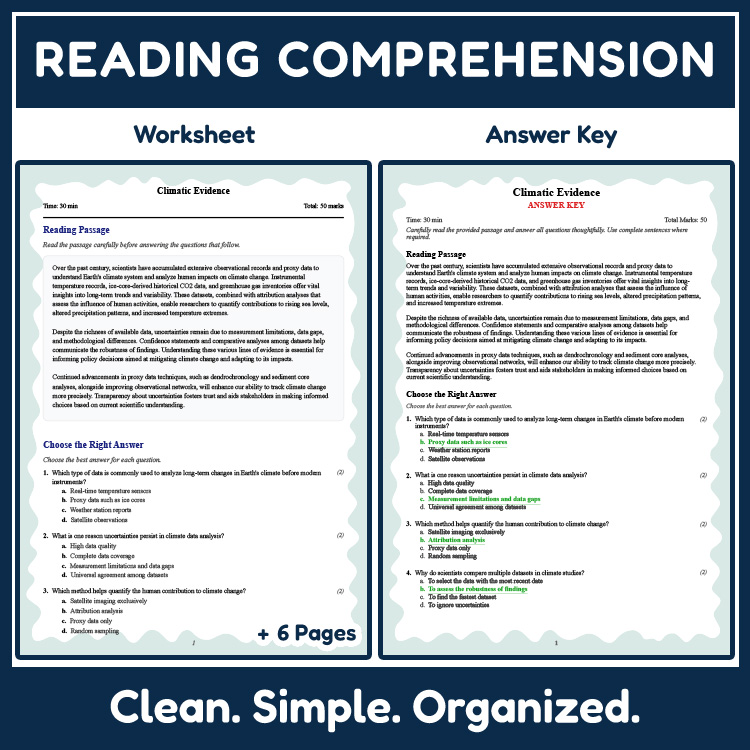 Grade 11 Science reading worksheets worksheet — Grade 11 Science | Climatic Evidence Reading Worksheet (PDF + Answer Key)…