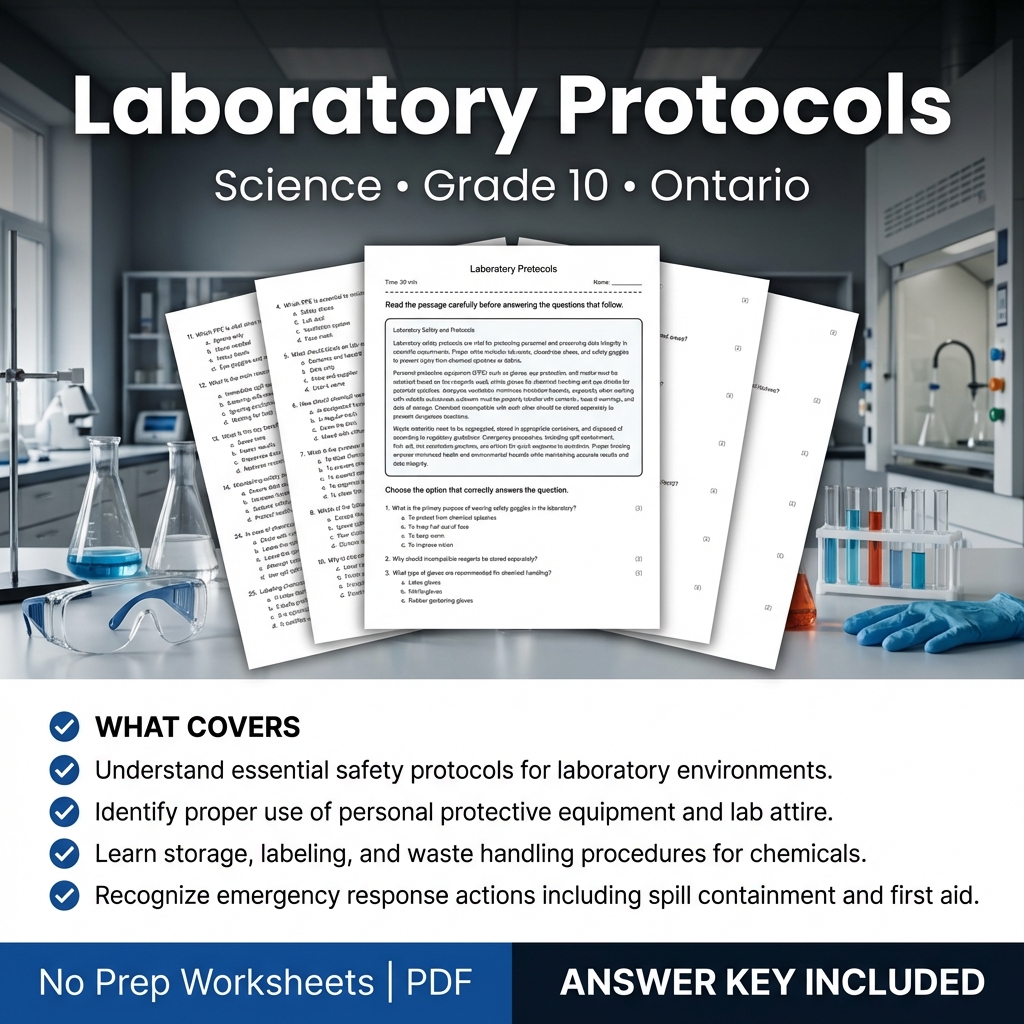 Laboratory Protocols Worksheet for Grade 10 Science | Ontario Standards