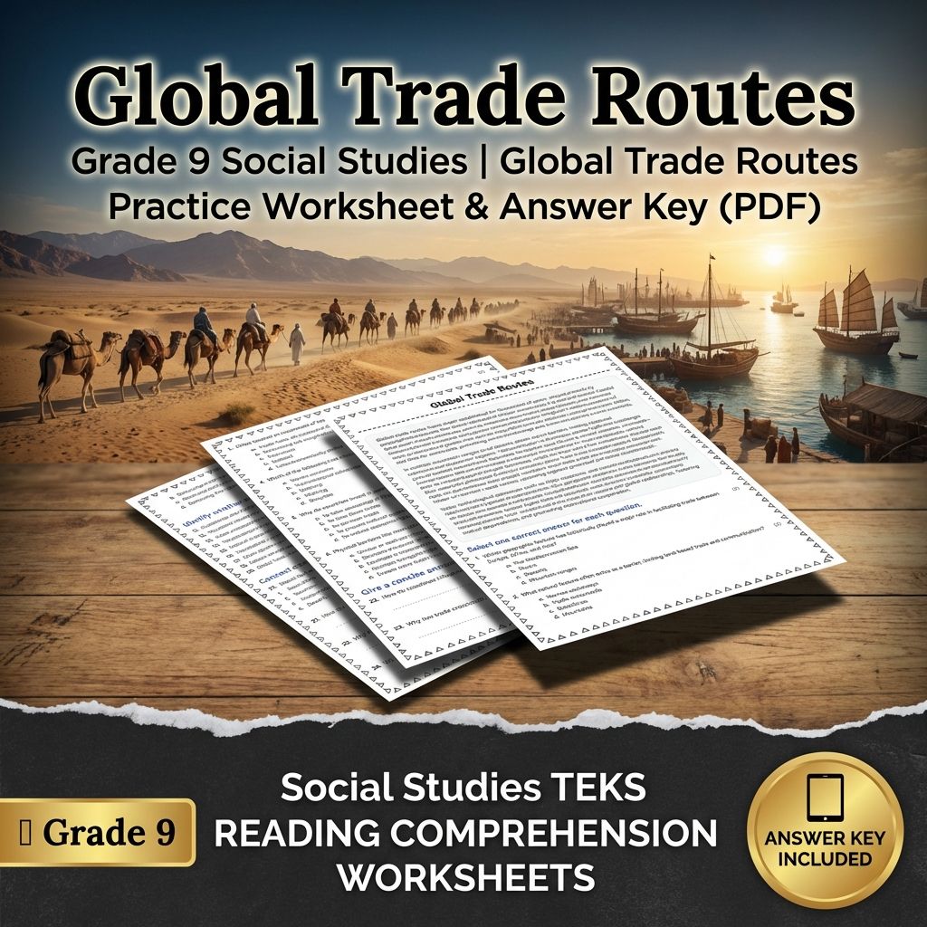 Grade 9 Social Studies | Global Trade Routes Worksheet & Answer Key (PDF)