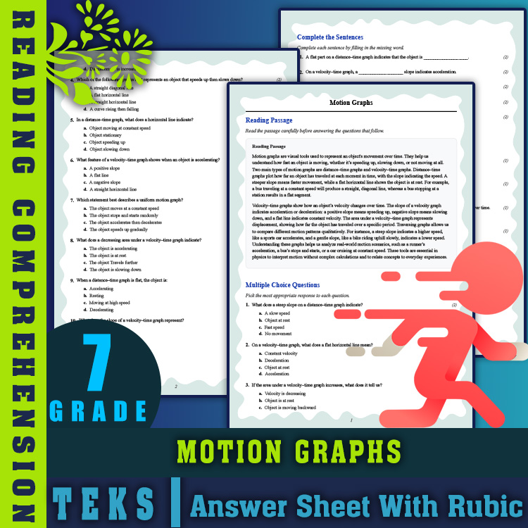 Grade 7 Science reading worksheets worksheet — 7th Grade Science | Motion Graphs Reading Worksheet & Answer Key (PDF) — pa…