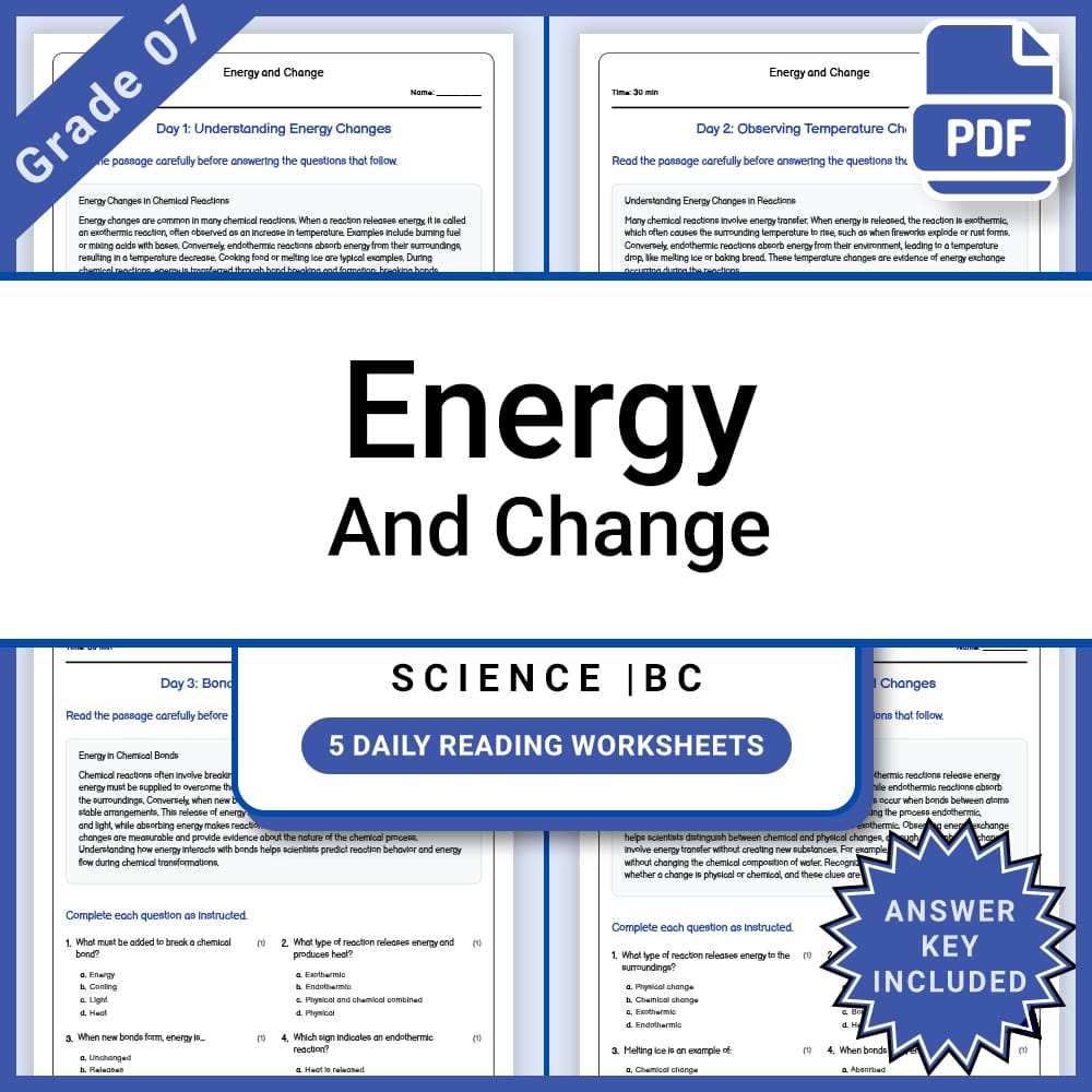 Grade 7 Science Lesson Group Bundle | States, Reactions & Properties — included worksheet 10