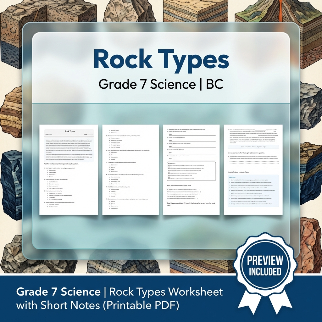 Grade 7 Science Full Year Bundle Ecosystems, Cells & Earth Processes Worksheets — included worksheet 41