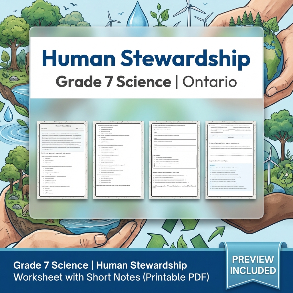 Grade 7 Science Lesson Bundle with Ontario Framework | Ecosystems & Biodiversity — included worksheet 10