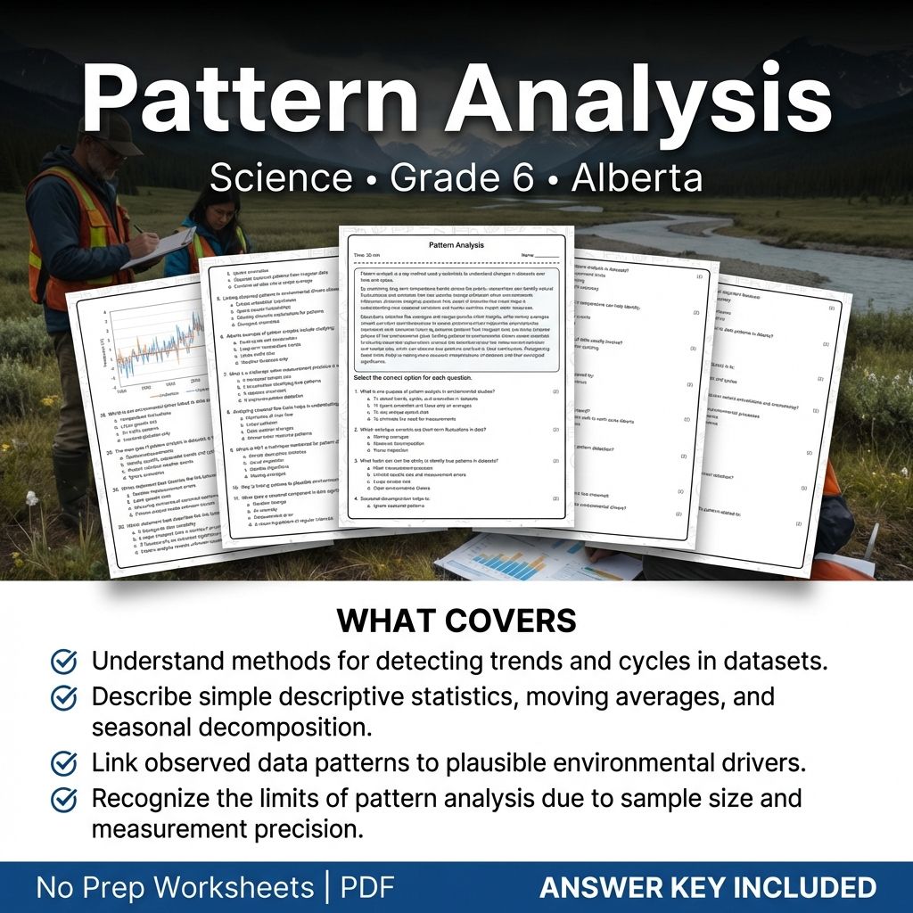 Grade 6 Science Worksheet on Pattern Analysis | Alberta Standards