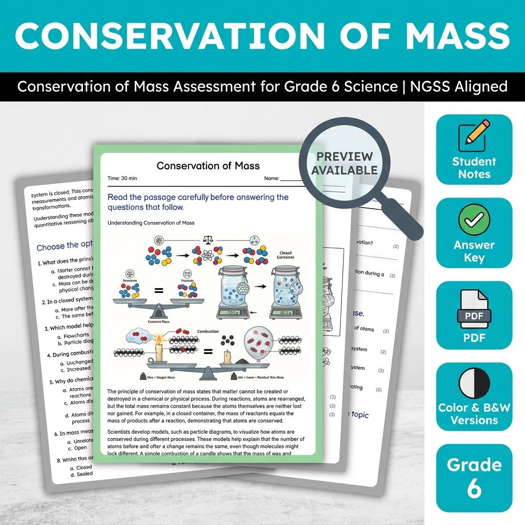 Grade 6 Science Full Year Bundle | NGSS Assessment Resources (Printable) — included worksheet 40