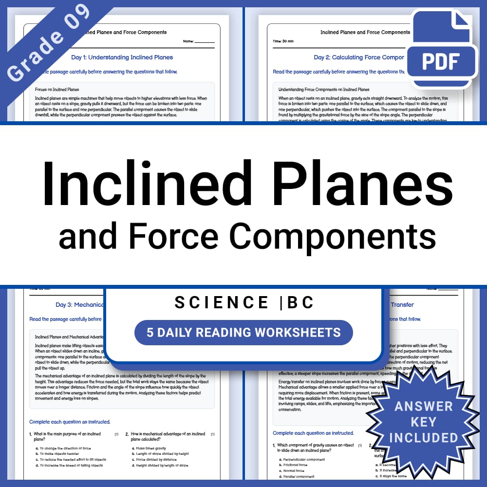 Grade 9 Science Lesson Bundle | Physics and Energy Concept Worksheets — included worksheet 13