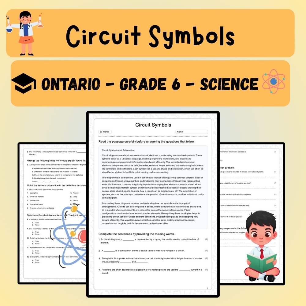 Grade 6 Science worksheet worksheet — 6th Grade Science | Circuit Symbols Worksheet – Ontario Standards (PDF + Answer Key)…