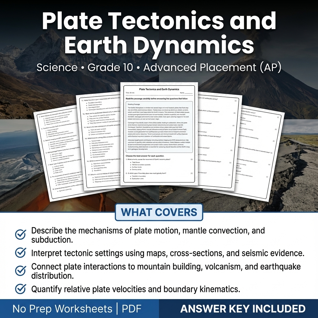 Grade 10 Science Unit Worksheet Bundle – Geology, Climate, Plate Tectonics — included worksheet 9