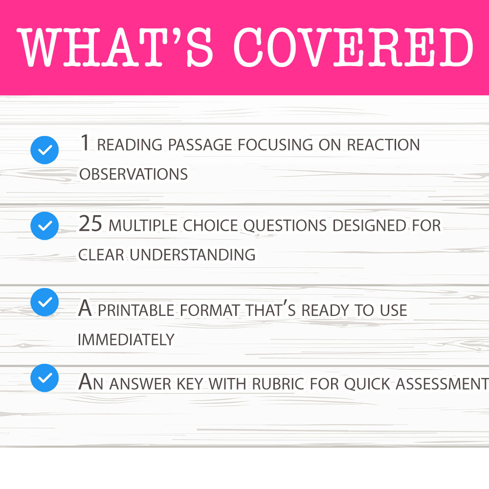 Grade 7 Science worksheet mcq paper worksheet — Grade 7 Science — Reaction Observations Worksheet MCQ Paper — page 2