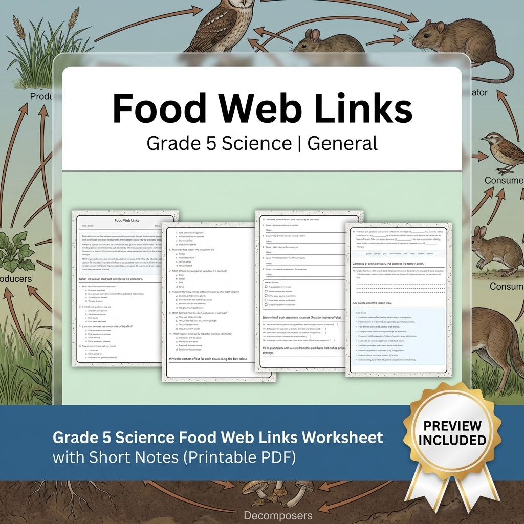 Grade 5 Science Lesson Group | Comprehensive Science Worksheets & Activities — included worksheet 7