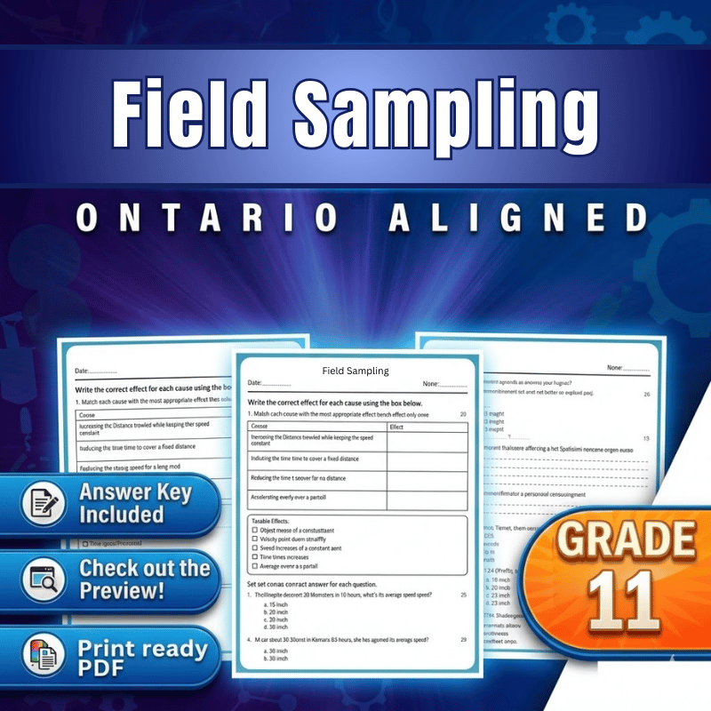 Grade 11 Science | Field Sampling Techniques Worksheet (Ontario, PDF)