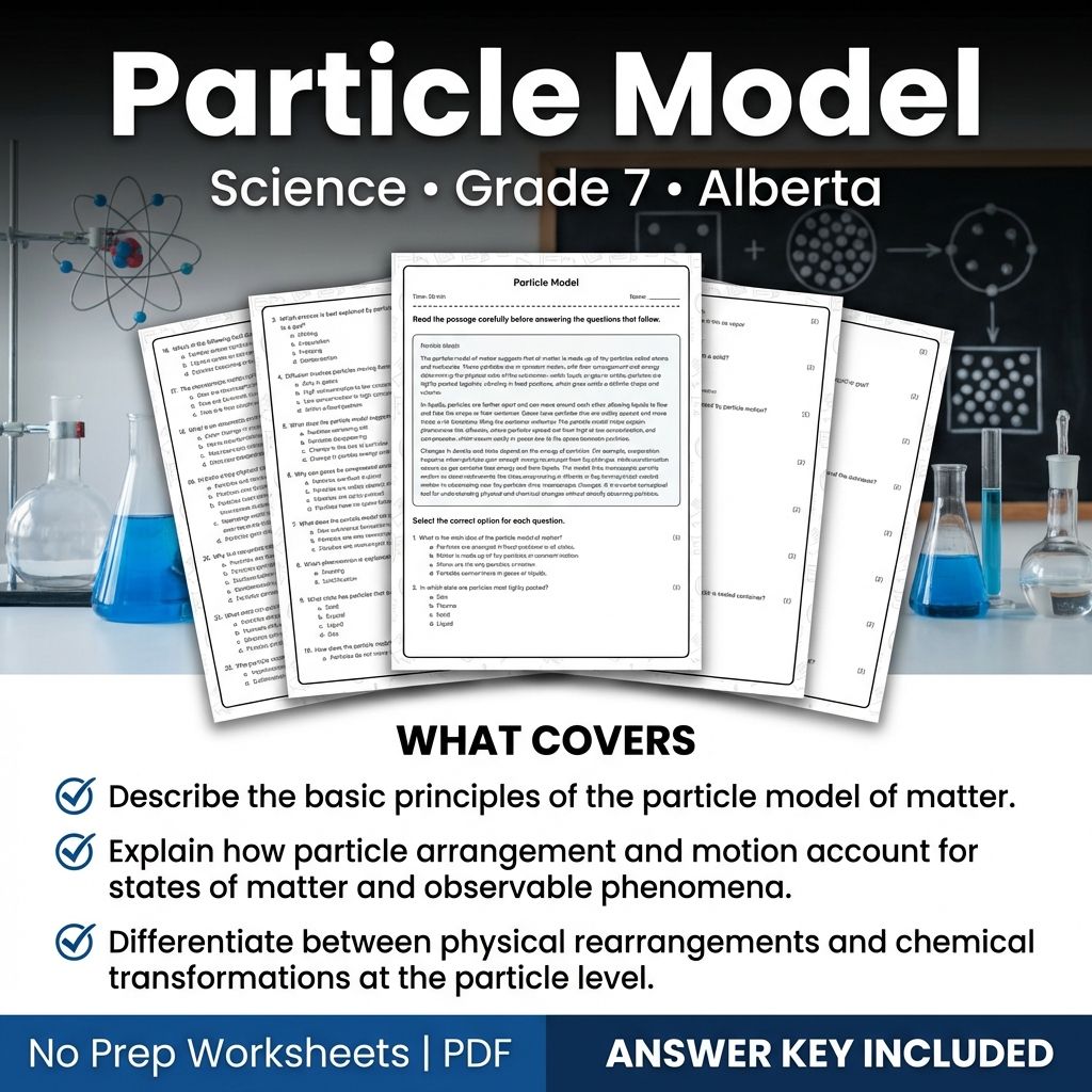 Particle Model Worksheet for Grade 7 Science | Alberta Standards