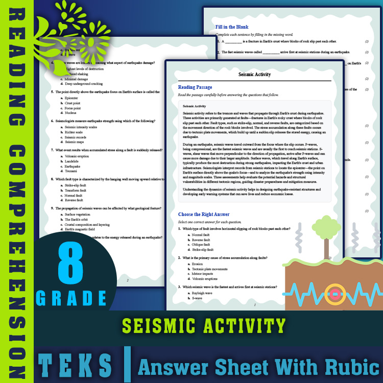 Grade 8 Science reading worksheets worksheet — Grade 8 Science | Seismic Activity Reading Worksheet (PDF + Answer Key) — p…