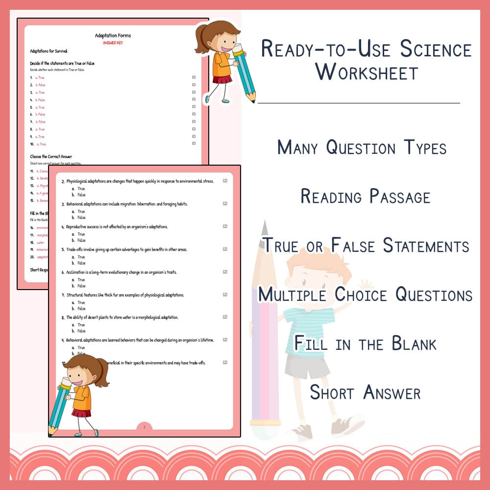 Grade 7 Science worksheet elena worksheet — Grade 7 Science | Adaptation Forms Worksheet | TEKS Aligned — page 2