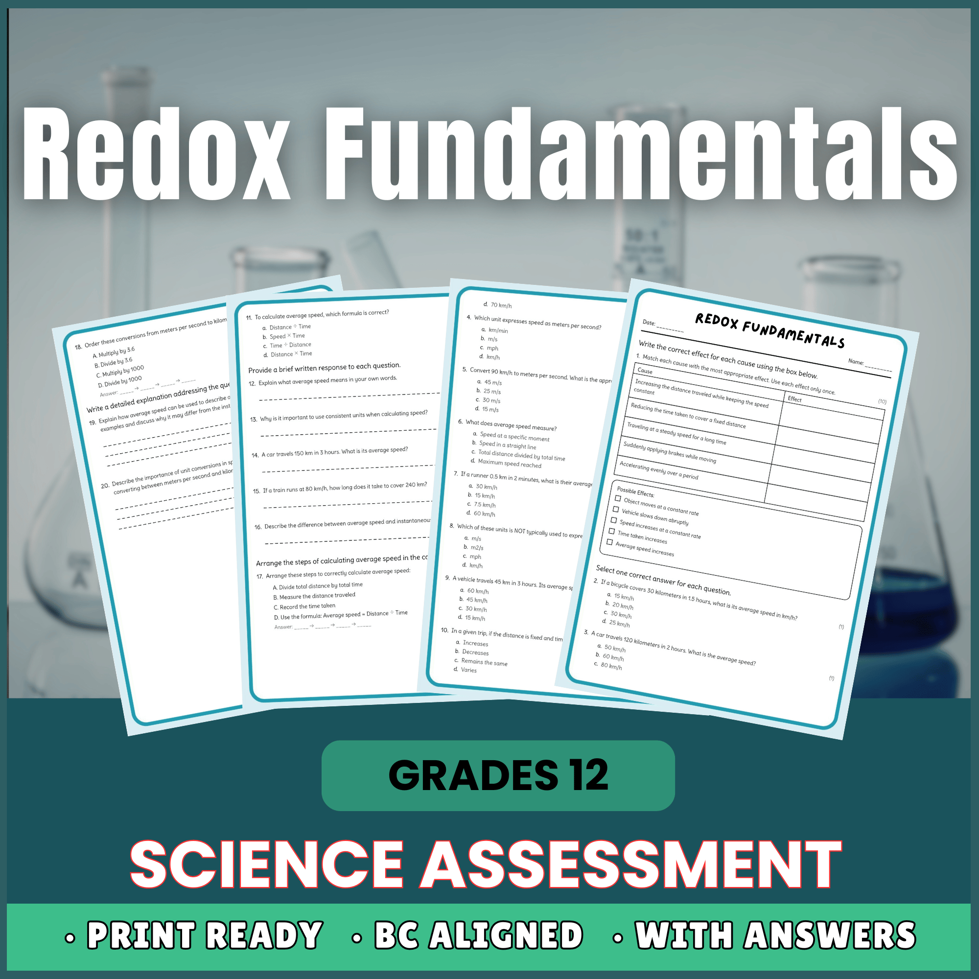 Grade 12 Science | Redox Fundamentals Worksheet (Answer Key) – BC Standards