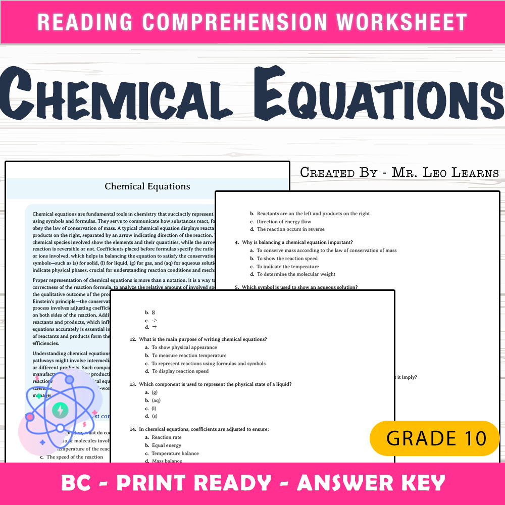 Grade 10 Science worksheet mcq paper worksheet — Grade 10 Science — Worksheet MCQ Paper for Mastering Chemical Equations —…