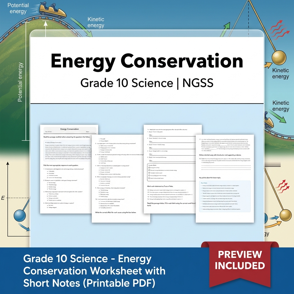 Grade 10 Science | Energy Unit Bundle – NGSS Aligned Worksheets  — included worksheet 4