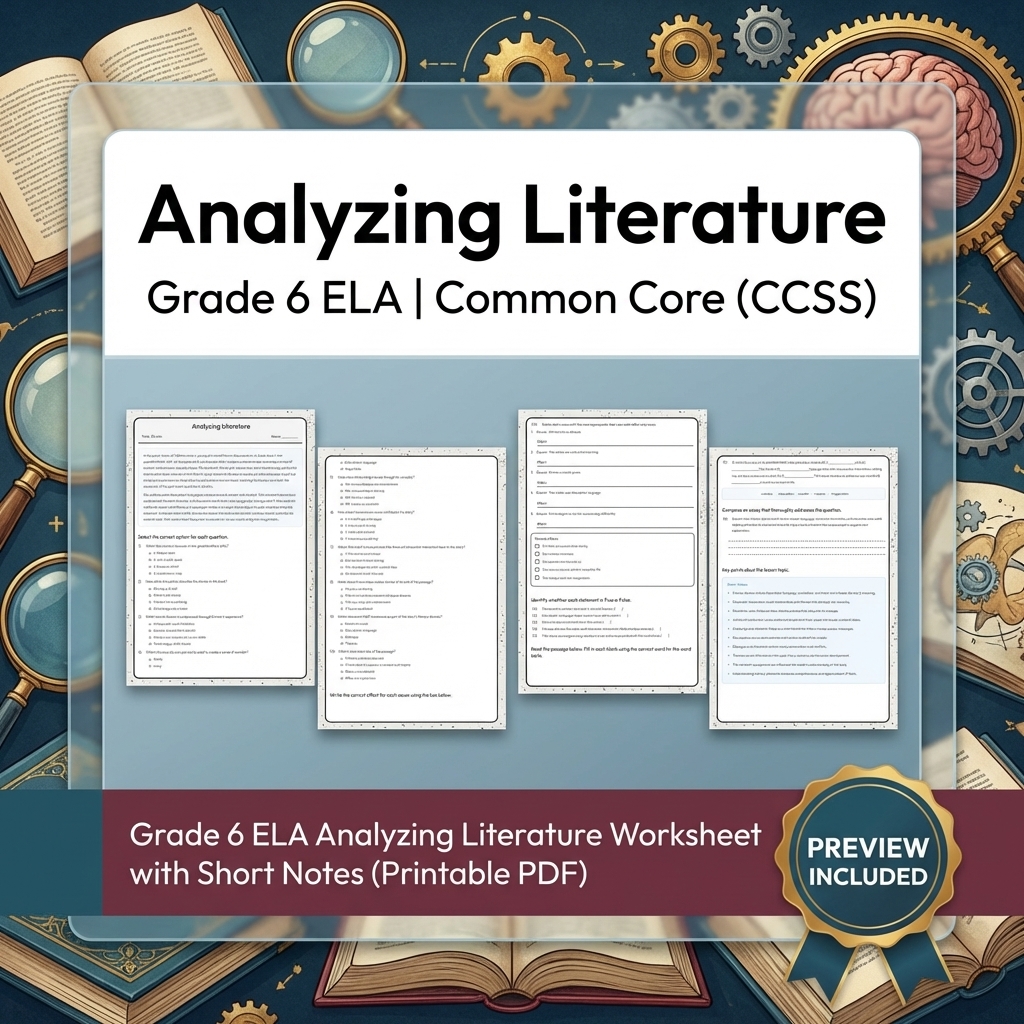 Grade 6 ELA Reading, Writing, & Grammar Full-Year Bundle (Common Core CCSS) — included worksheet 32
