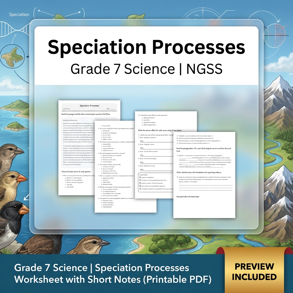 Grade 7 Science | Biological Evolution Bundle – Unity & Diversity (NGSS Aligned) — included worksheet 6