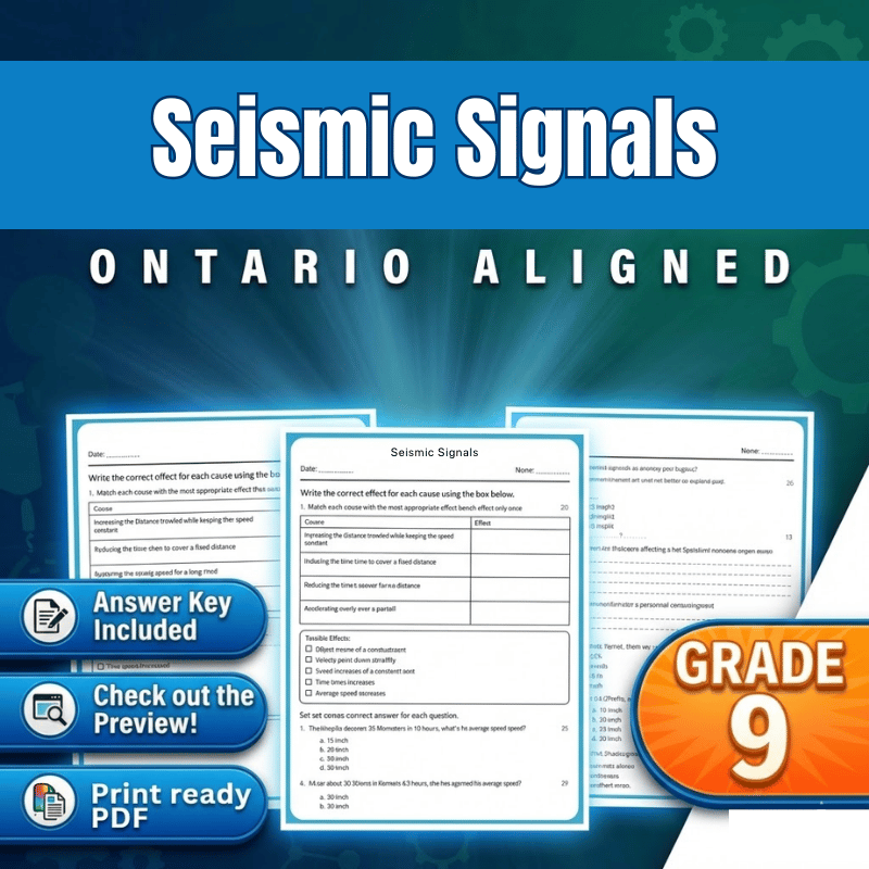 Grade 9 Science – Seismic Signals Worksheet (Ontario – Science) (PDF)