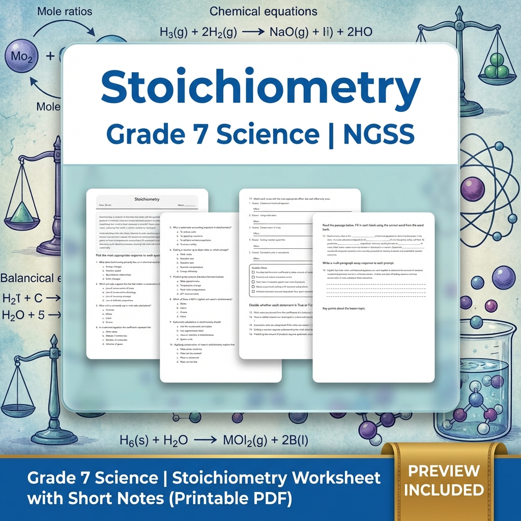Grade 7 Science | Matter and Its Interactions NGSS Worksheet Collection — included worksheet 7