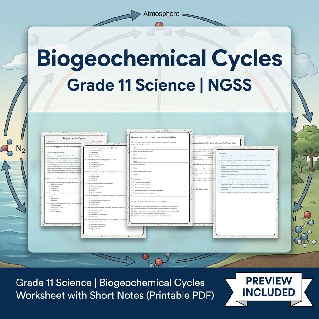 Grade 11 Science NGSS Worksheet Bundle – Ecosystem, Genetics & Physics Topics — included worksheet 45