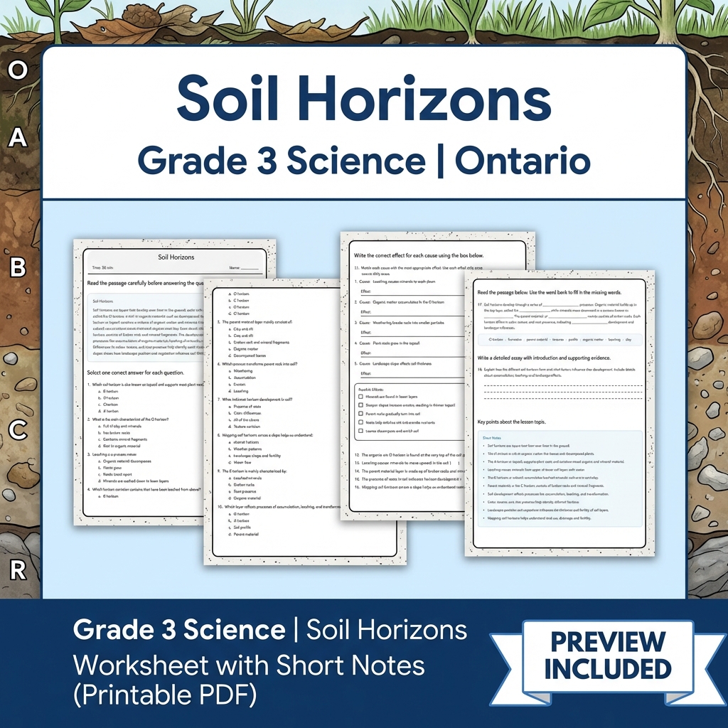 Grade 3 Science Lesson Group Worksheets | Ontario Framework — included worksheet 7