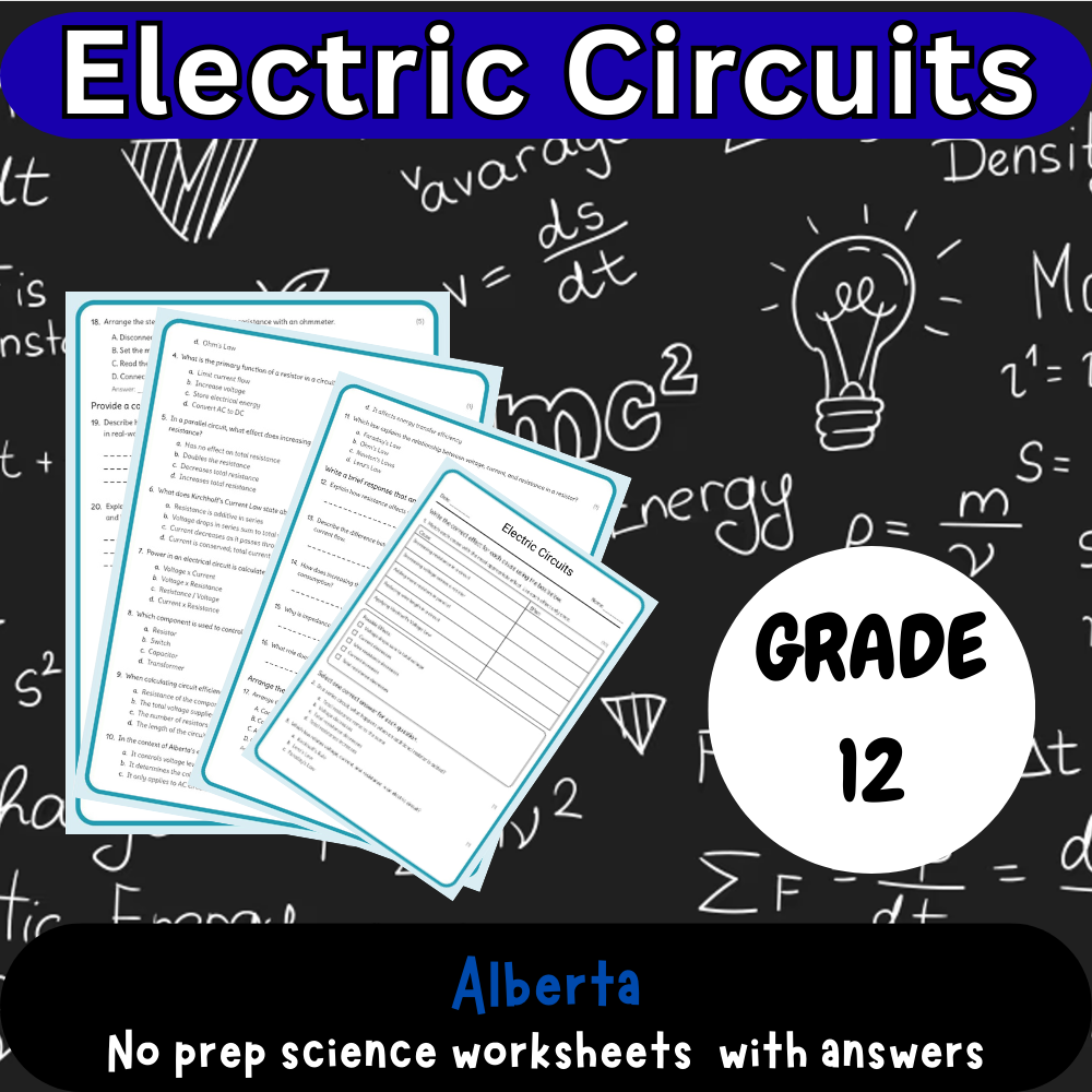 Grade 12 Science – Electric Circuits Worksheet (PDF) | Alberta Standard