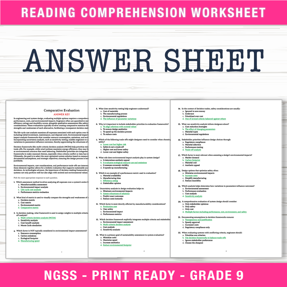 Grade 9 Science worksheet worksheet — Grade 9 Science | Evaluating System Options Worksheet (PDF + Answer Key) — page 2