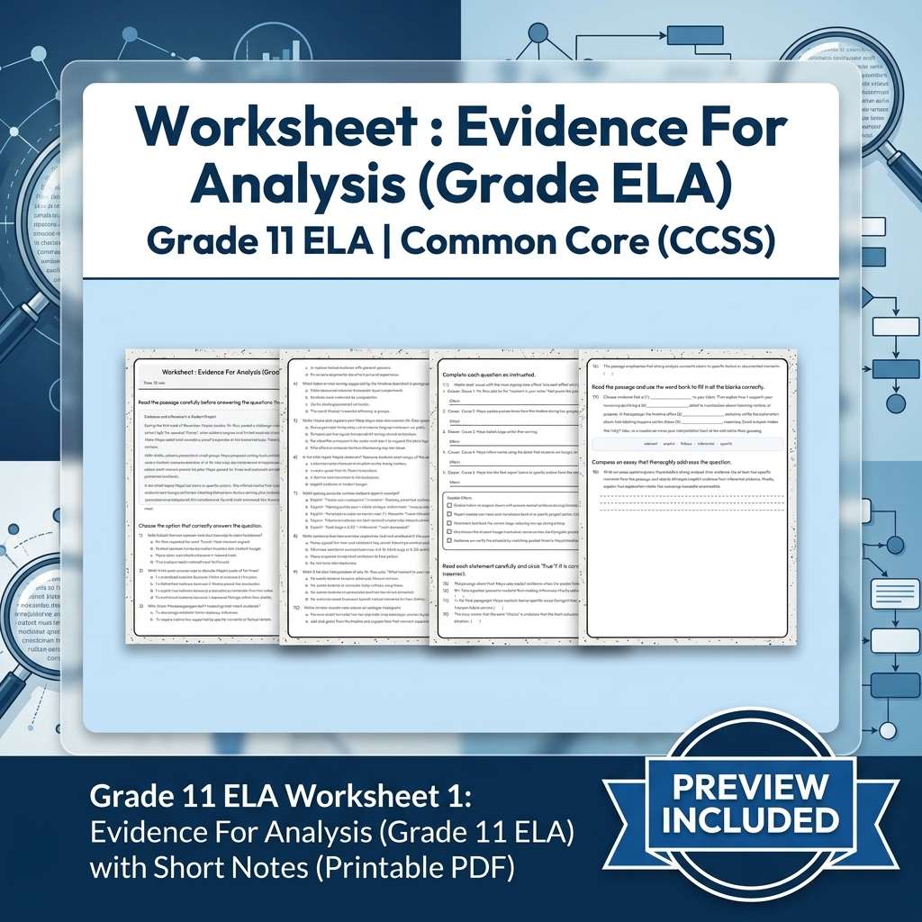 Grade 11 ELA Text Analysis and Writing Full-Year Bundle: Common Core (CCSS) — included worksheet 34