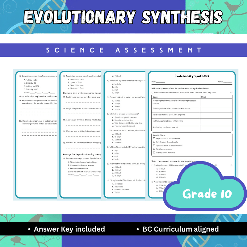 Grade 10 Science – Evolutionary Synthesis Worksheet (PDF) | BC Standards