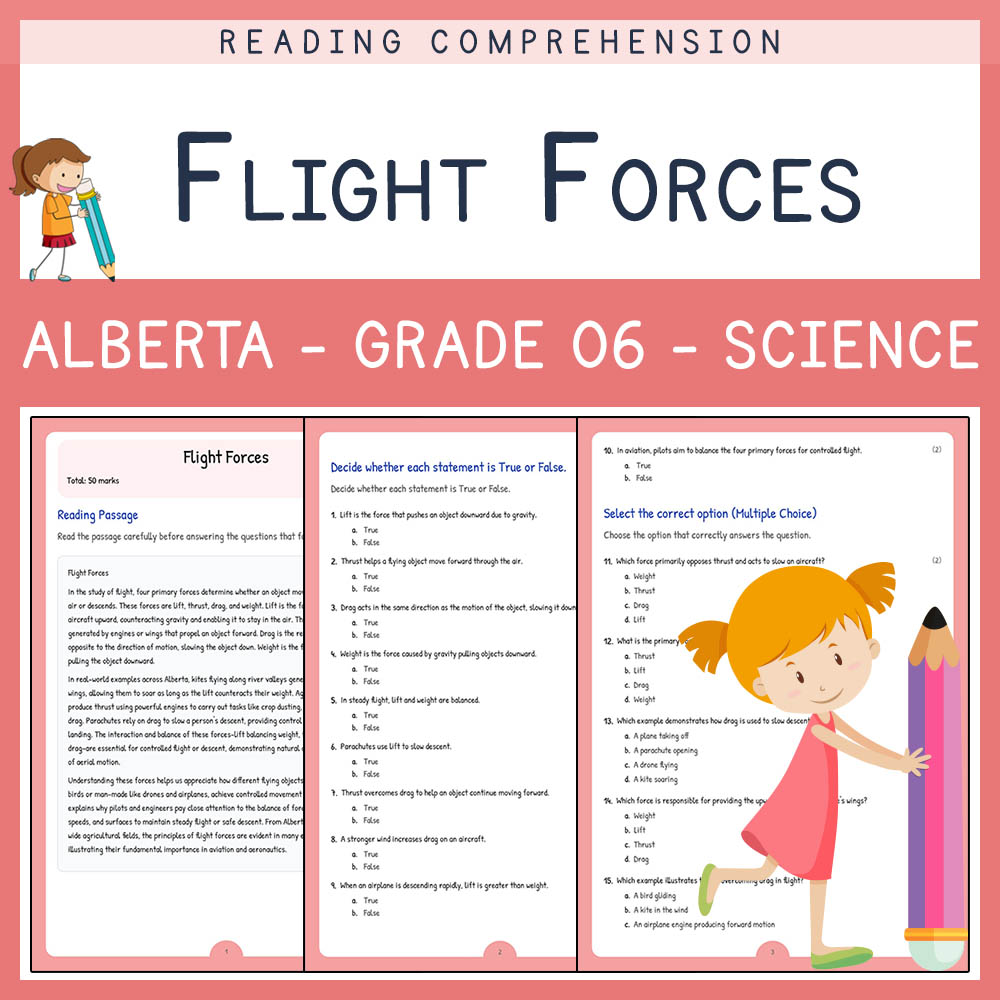 Grade 6 Science worksheet elena worksheet — Grade 6  Science Assessment | Flight Forces Worksheet | Alberta Standards — pa…