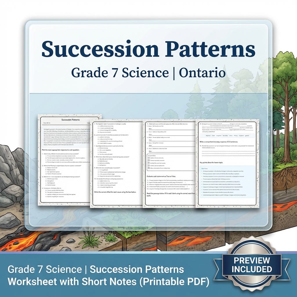 Grade 7 Science Lesson Bundle with Ontario Framework | Ecosystems & Biodiversity — included worksheet 11