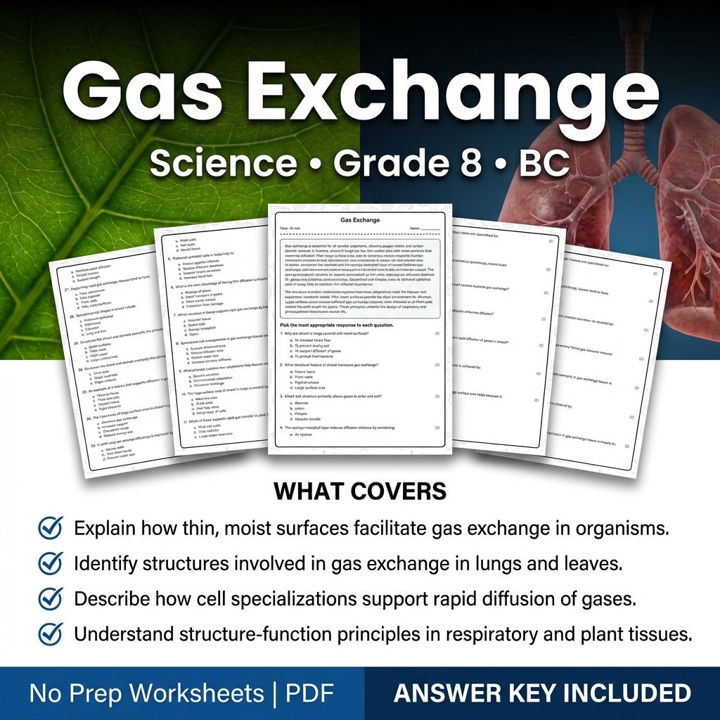 8th Grade Science | Gas Exchange Worksheet with Answer Key (Printable PDF)
