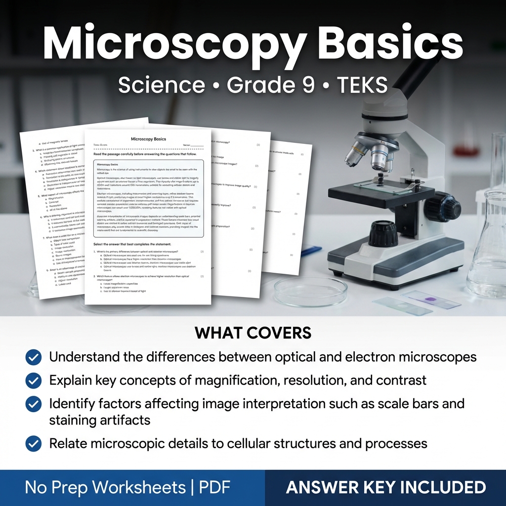 Grade 9 Science Worksheet on Microscopy Basics – Printable PDF & Answer Key