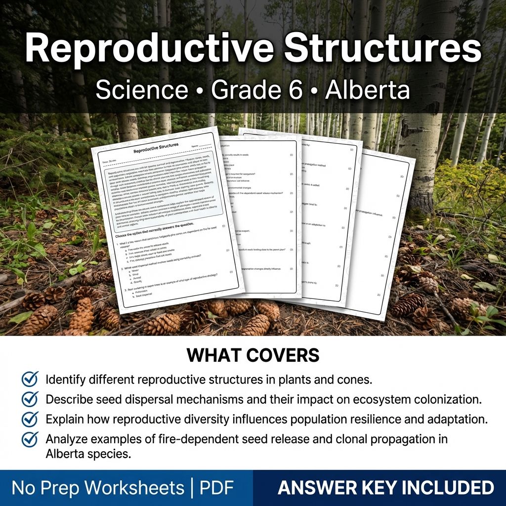 Grade 6 Science Worksheet on Reproductive Structures | Alberta Standards