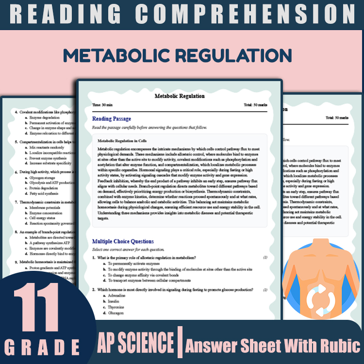 Grade 11 Science reading worksheets worksheet — 11th Grade Science | Metabolic Regulation Reading Worksheet & PDF Answer K…