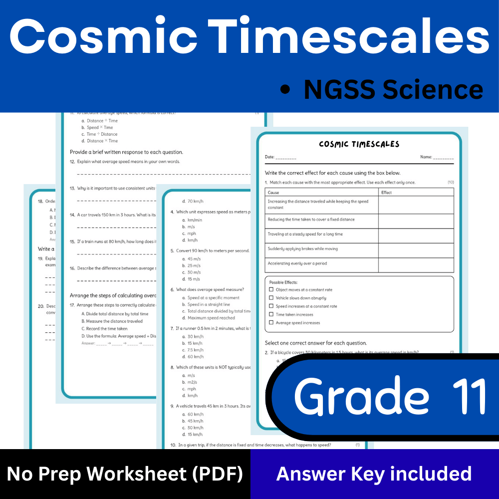 Grade 11 Science science 1 worksheet — Grade 11 Science | Cosmic Timescales Worksheet (Answer Key) – NGSS Aligned