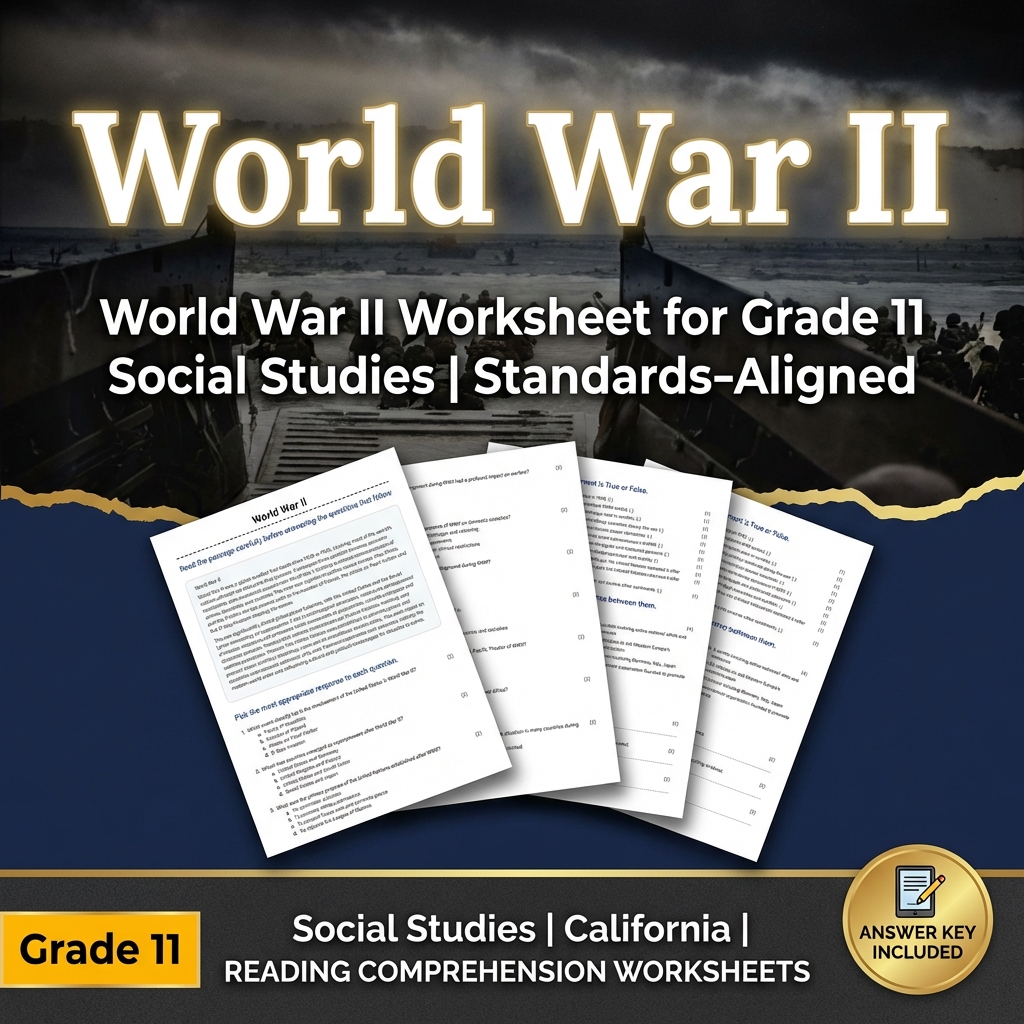 World War II Worksheet for Grade 11 Social Studies | Standards-Aligned