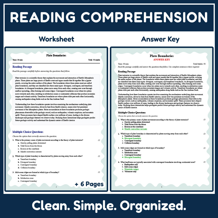 Grade 10 Science reading worksheets worksheet — Grade 10 Science | Plate Boundaries Reading Worksheet (PDF + Answer Key) —…