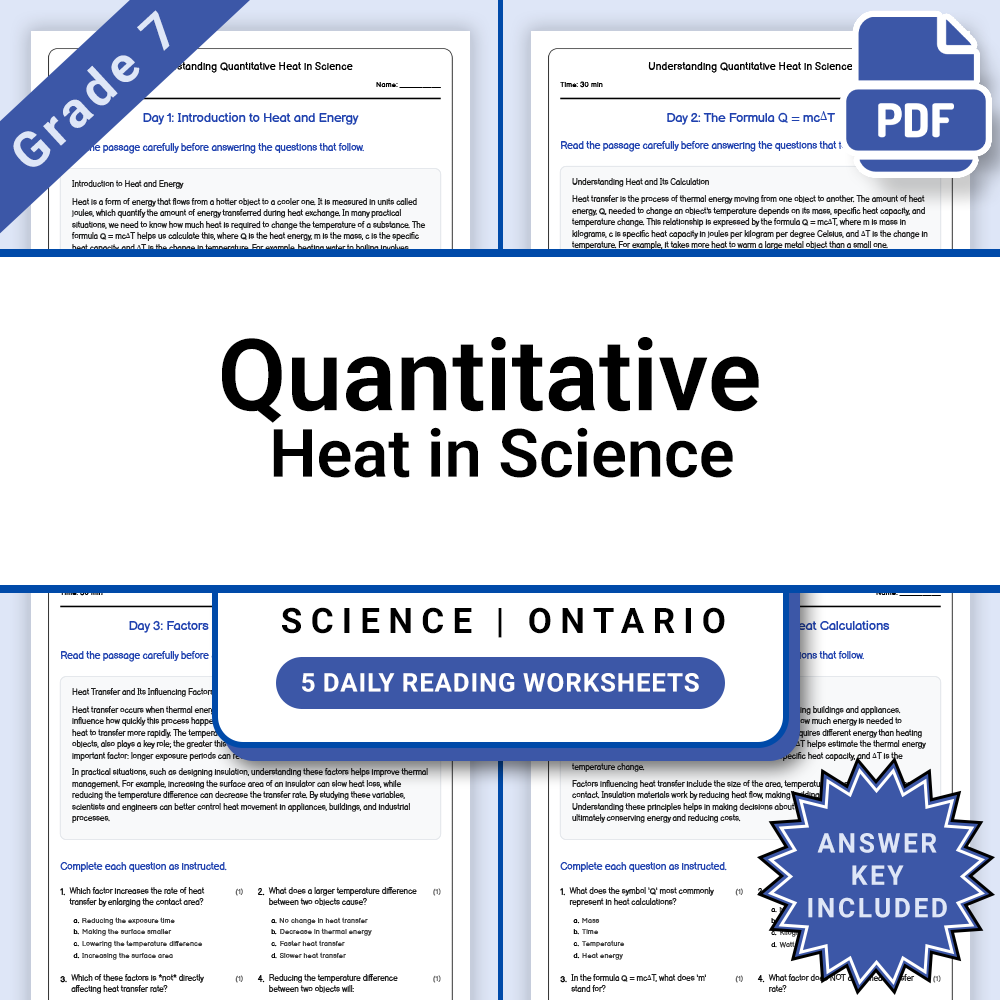 Grade 7 Science Lesson Group: Ontario Curriculum | Thermal & Heat Transfer — included worksheet 11