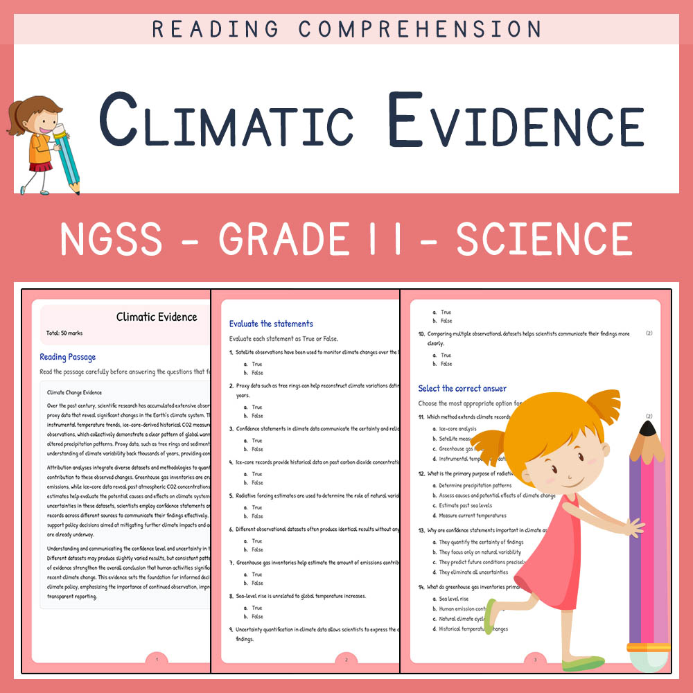 Grade 11 Science worksheet worksheet — Grade 11 Science | Climatic Evidence Worksheet (NGSS-Aligned, PDF + Answer Key) — p…